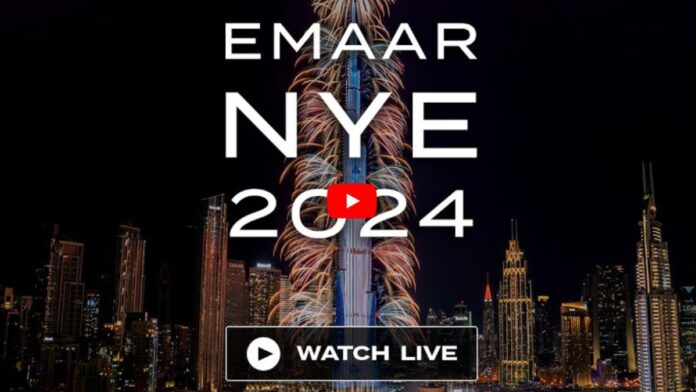 Burj Khalifa New Year 2024 Fireworks: Live Video