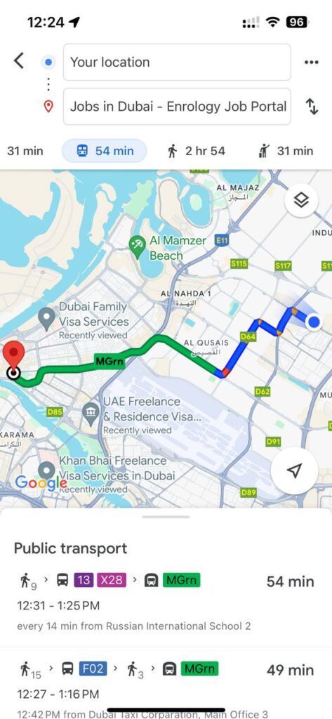 google map for dubai bus
